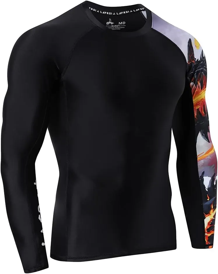 LAFROI Men's Long Sleeve UPF 50  Baselayer Skins Performance Fit Compression Rash Guard-CLYYB