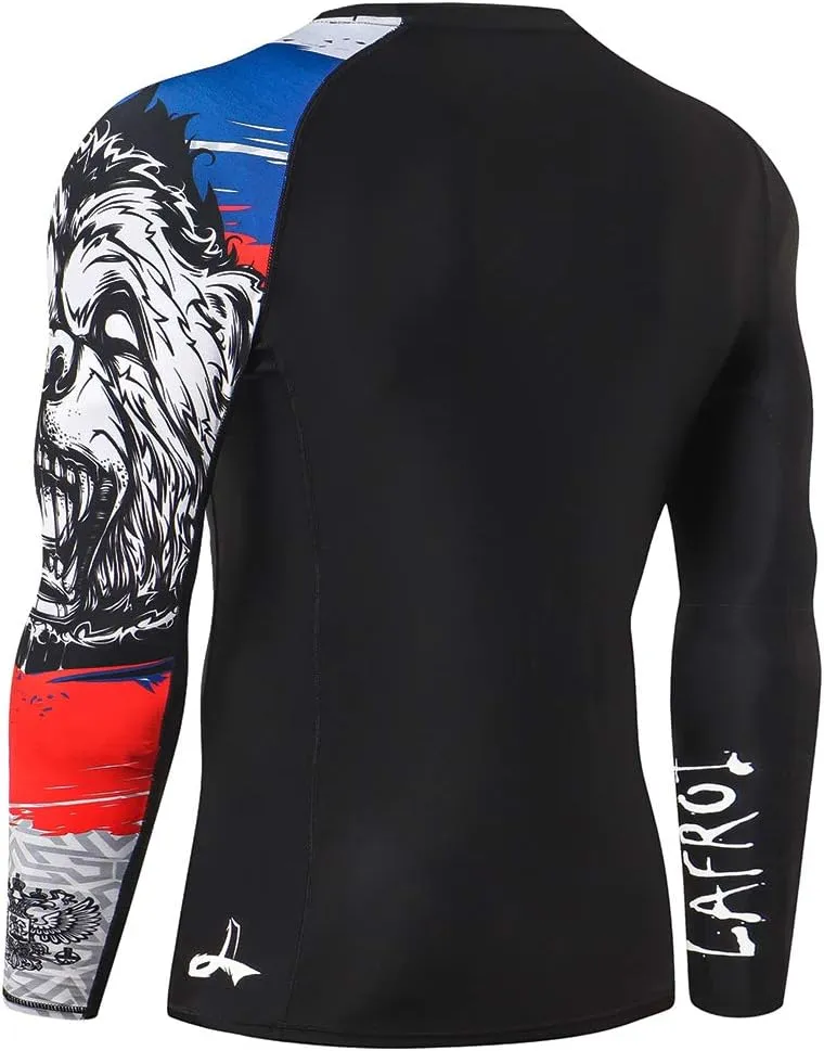 LAFROI Men's Long Sleeve UPF 50  Baselayer Skins Performance Fit Compression Rash Guard-CLYYB
