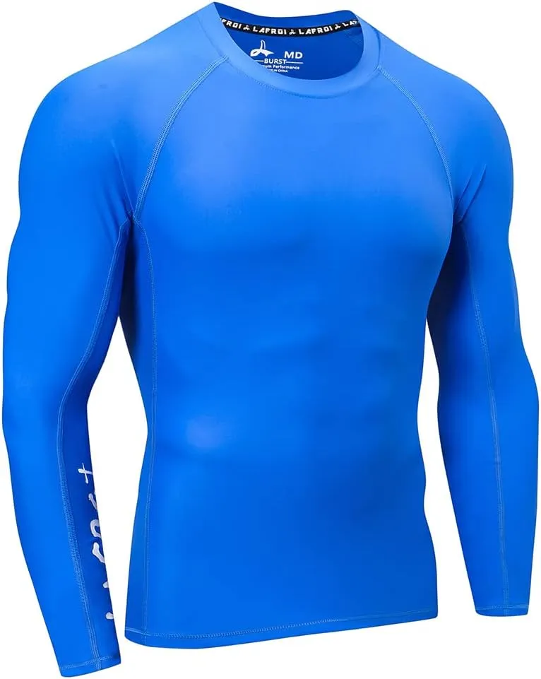LAFROI Men's Long Sleeve UPF 50  Baselayer Skins Performance Fit Compression Rash Guard-CLYYB
