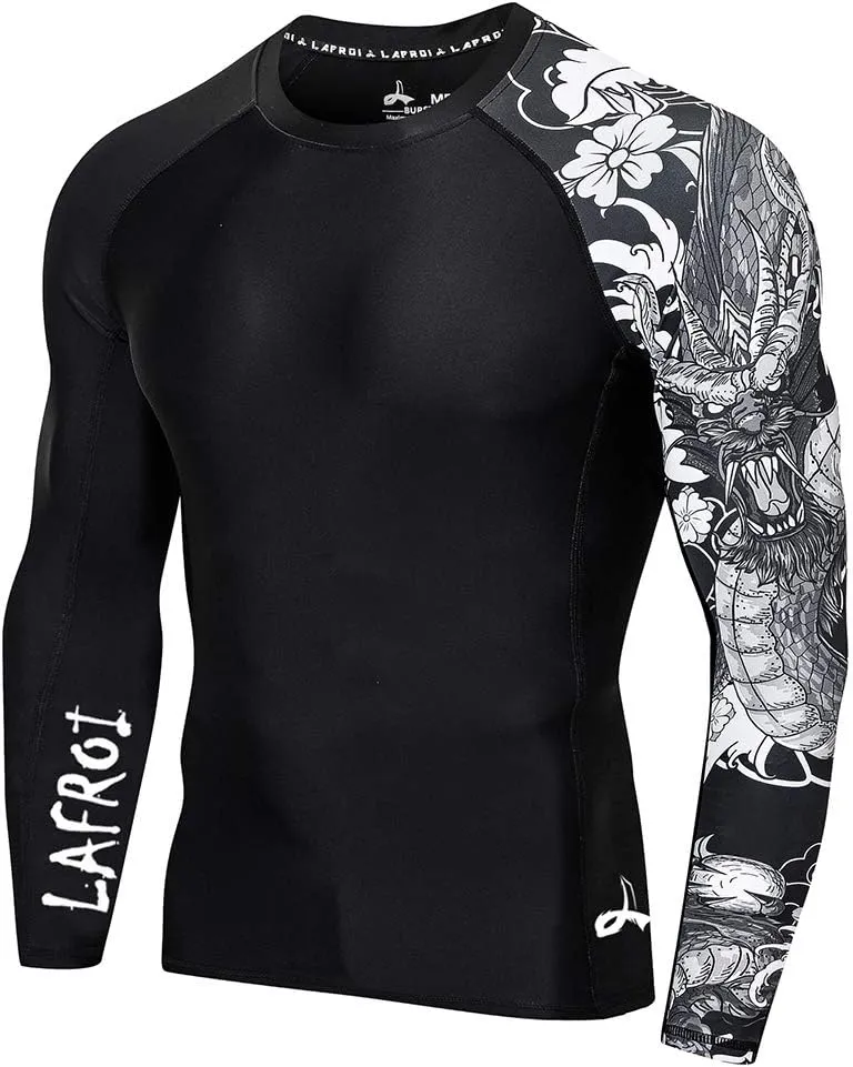 LAFROI Men's Long Sleeve UPF 50  Baselayer Skins Performance Fit Compression Rash Guard-CLYYB