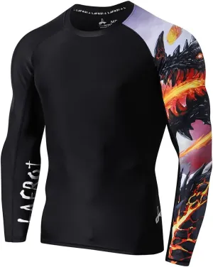 LAFROI Men's Long Sleeve UPF 50  Baselayer Skins Performance Fit Compression Rash Guard-CLYYB