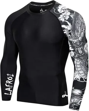 LAFROI Men's Long Sleeve UPF 50  Baselayer Skins Performance Fit Compression Rash Guard-CLYYB