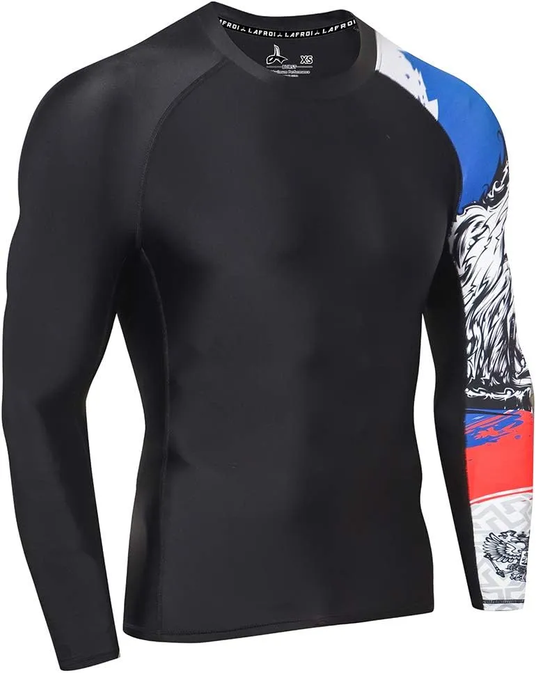 LAFROI Men's Long Sleeve UPF 50  Baselayer Skins Performance Fit Compression Rash Guard-CLYYB