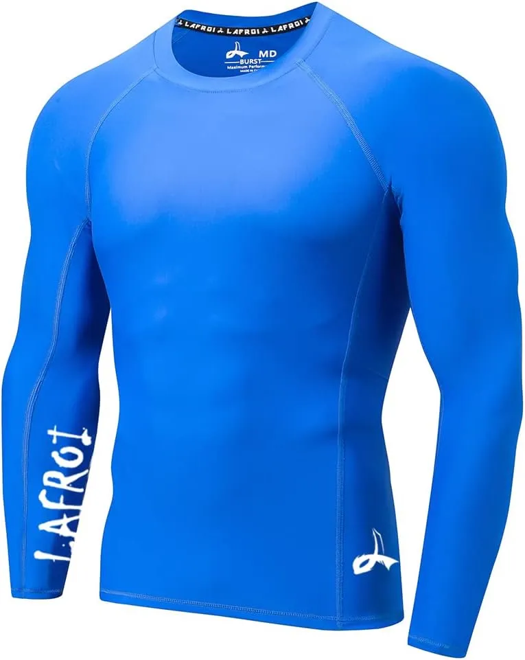 LAFROI Men's Long Sleeve UPF 50  Baselayer Skins Performance Fit Compression Rash Guard-CLYYB