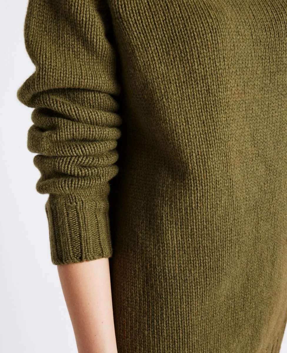 Lambswool Chunky Roll Neck rullekravesweater, olivengrøn