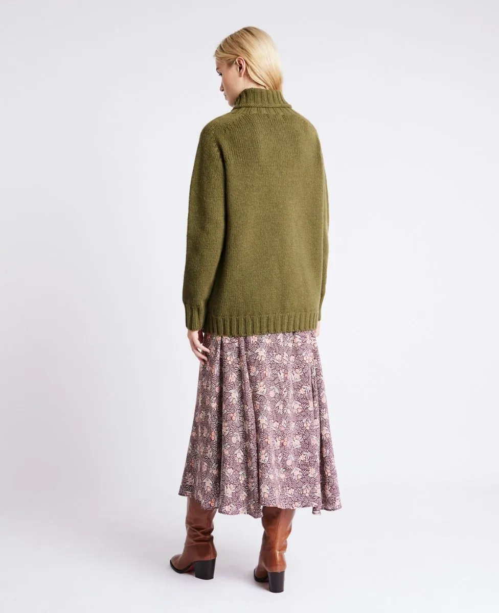 Lambswool Chunky Roll Neck rullekravesweater, olivengrøn