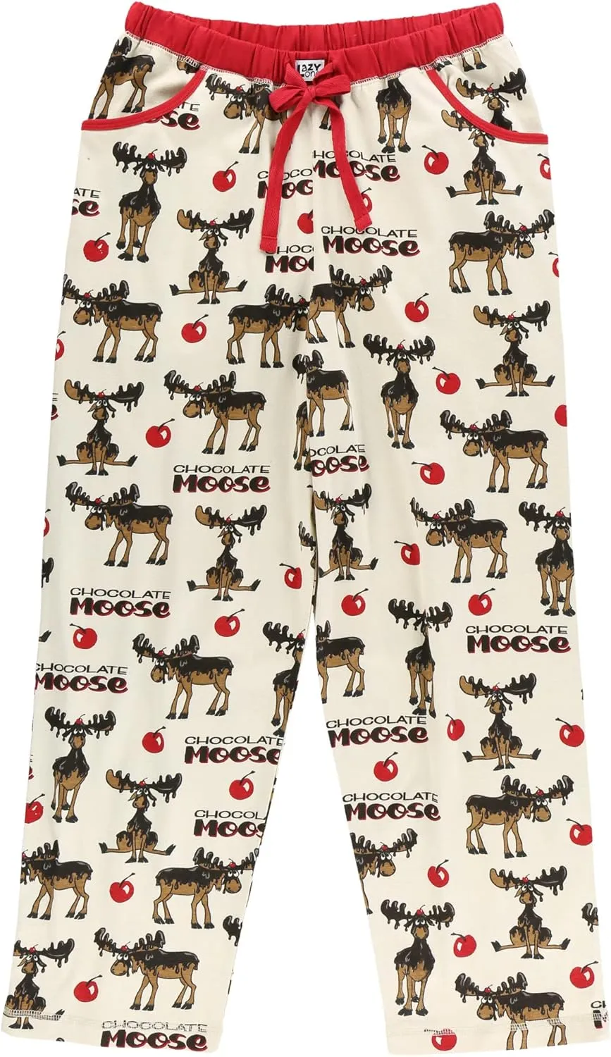 Lazy One Pajamas for Women, Cute Moose Pajama Pants and Top Separates
