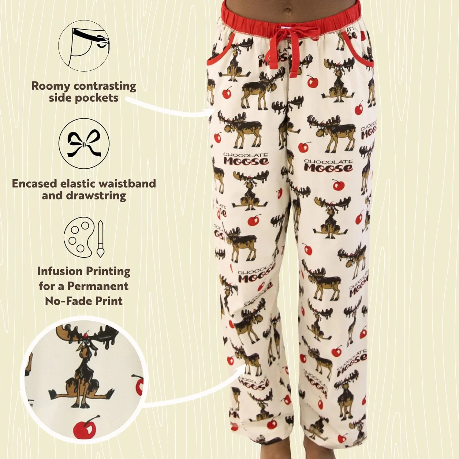 Lazy One Pajamas for Women, Cute Moose Pajama Pants and Top Separates