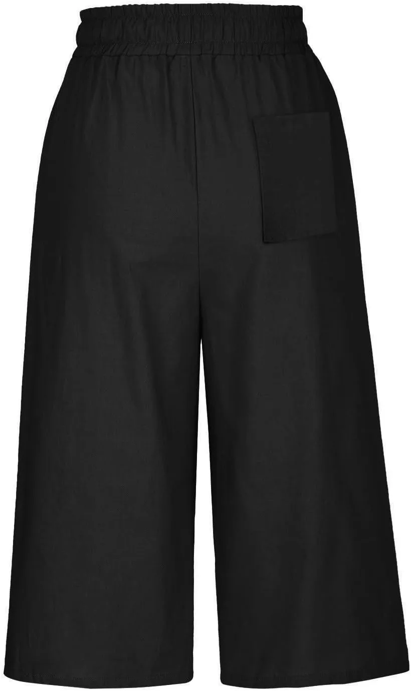 Linen Capri Pants for Women Casual Summer Solid Loose Outdoor Drawstring Pants with Pockets Trendy Summer Trousers