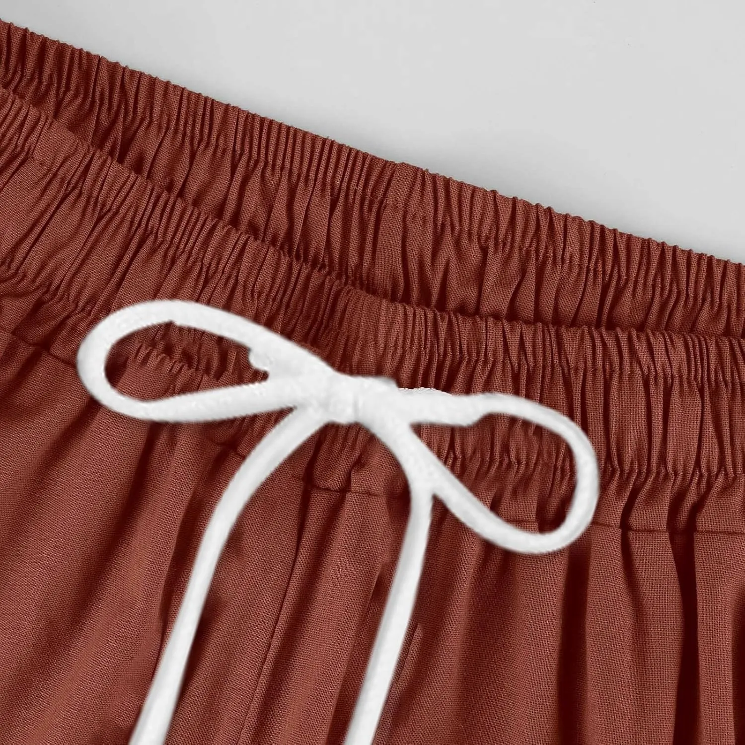 Linen Capri Pants Women Summer Wide Leg Cropped Pants Loose Cotton Ankle Trousers Elastic High Waist Workout Pants