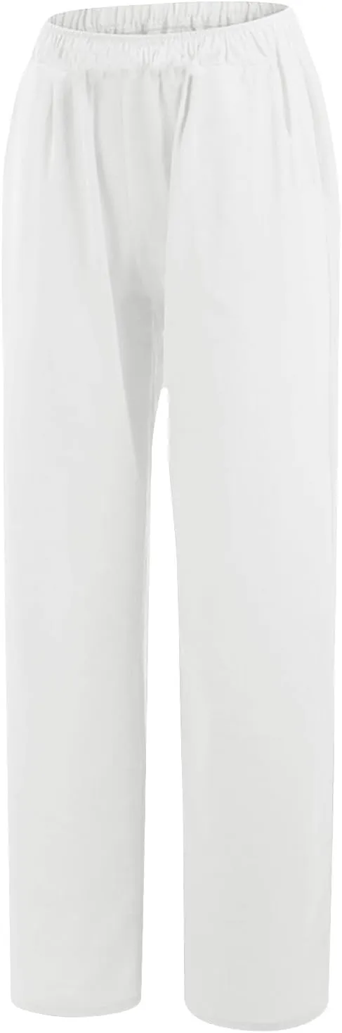 Linen Pants for Women Summer Elastic High Waisted Wide Leg Pants Loose Casual Palazzo Pant Beach Lounge Trousers