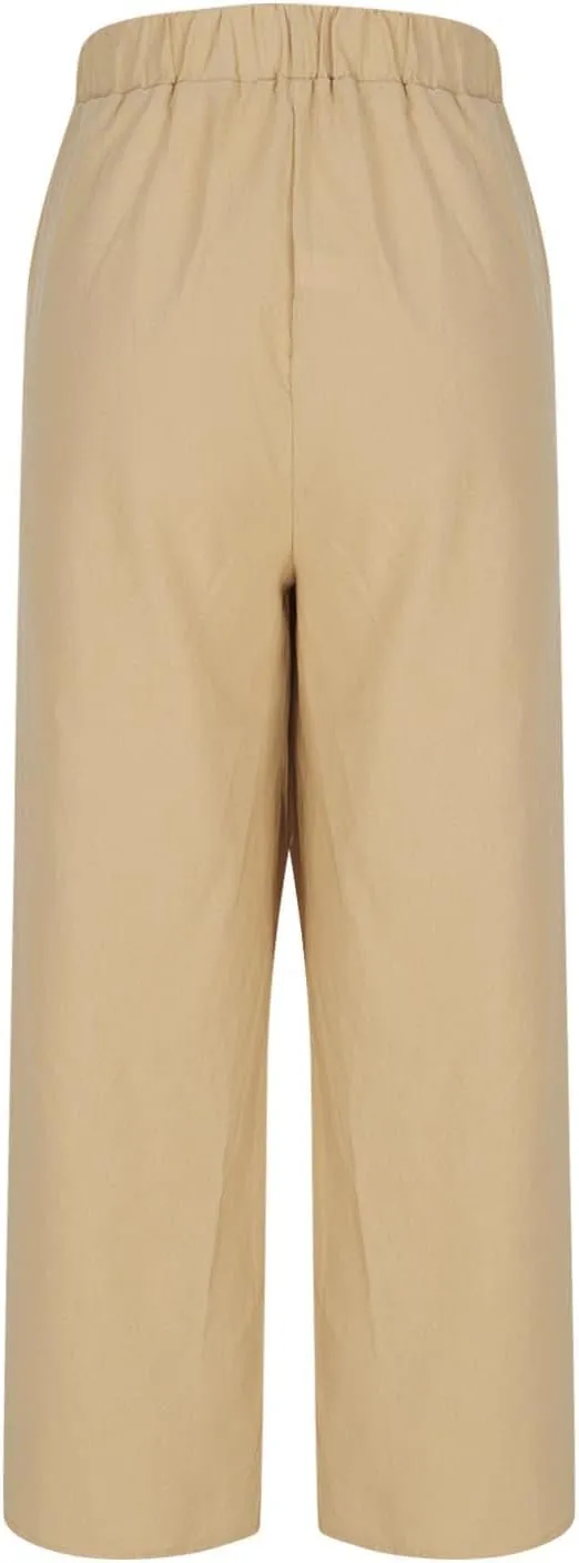 Linen Pants Women Fashion Casual Loose Elastic Waist Button Trousers Full Length Pants Summer Pants for Women 2025
