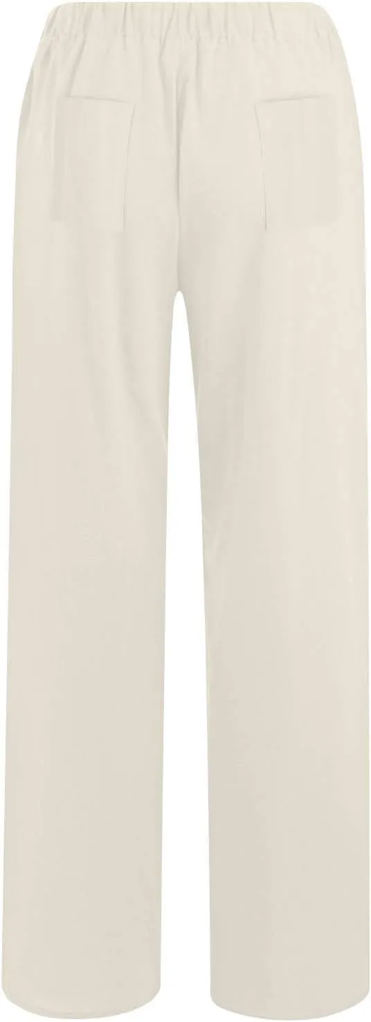 Linen Pants Women Summer High Waist Drawstring Elastic Lightweight Flowy Wide Leg Palazzo Pants Lounge Trousers