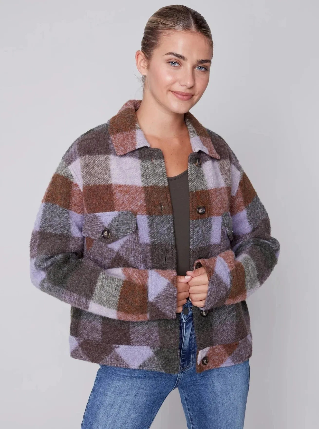 Long Sleeve Shorter Length Shirt Jacket [Spruce-C6210R]