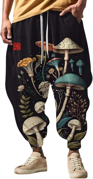 Loose Drop Crotch Trousers Street Feel Casual Sweatpants Baggy Elastic Drawstring Waist Aladdil Hippie Pant Baggy