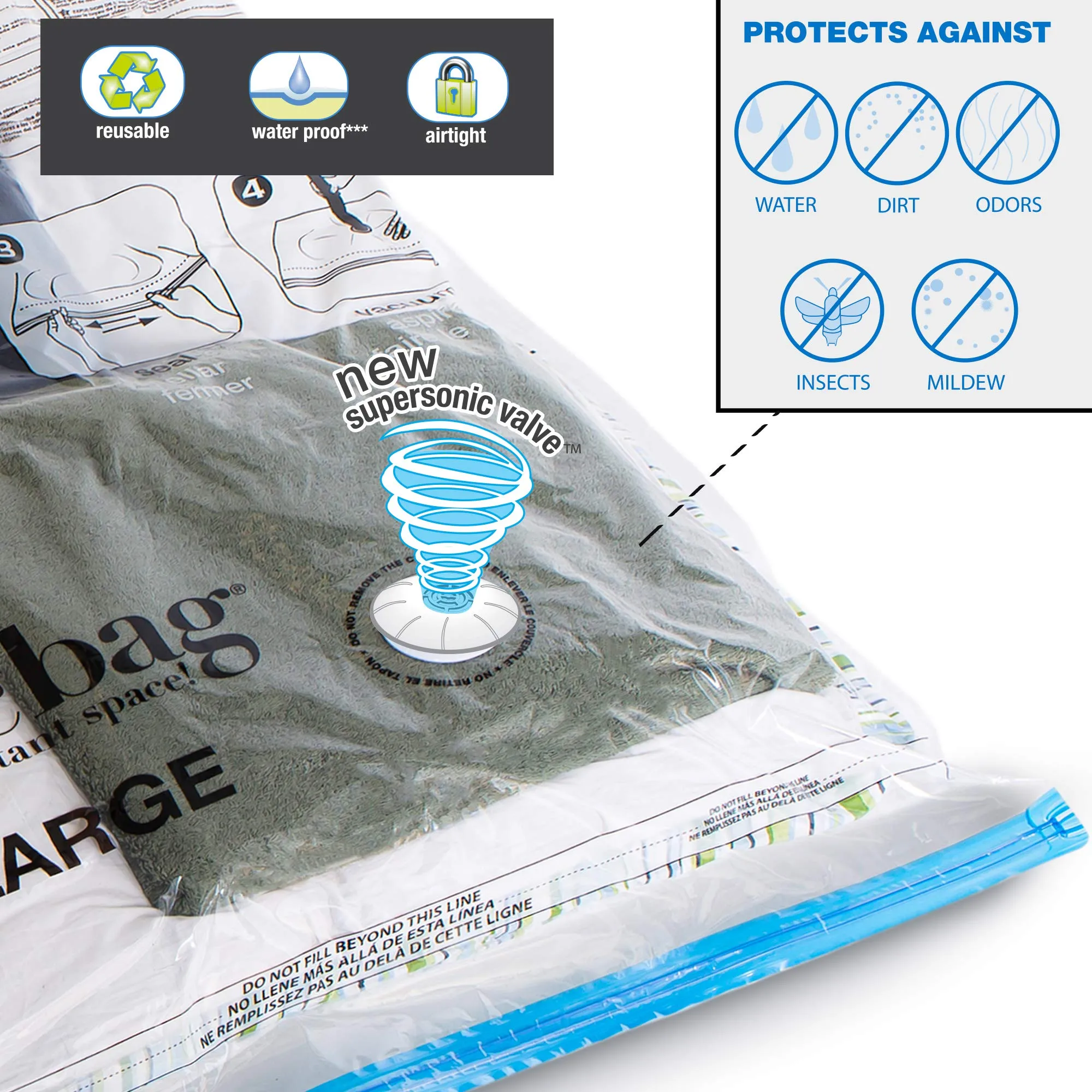 MagicBag Instant Space Saver Storage - Flat, Large - Heavy Duty