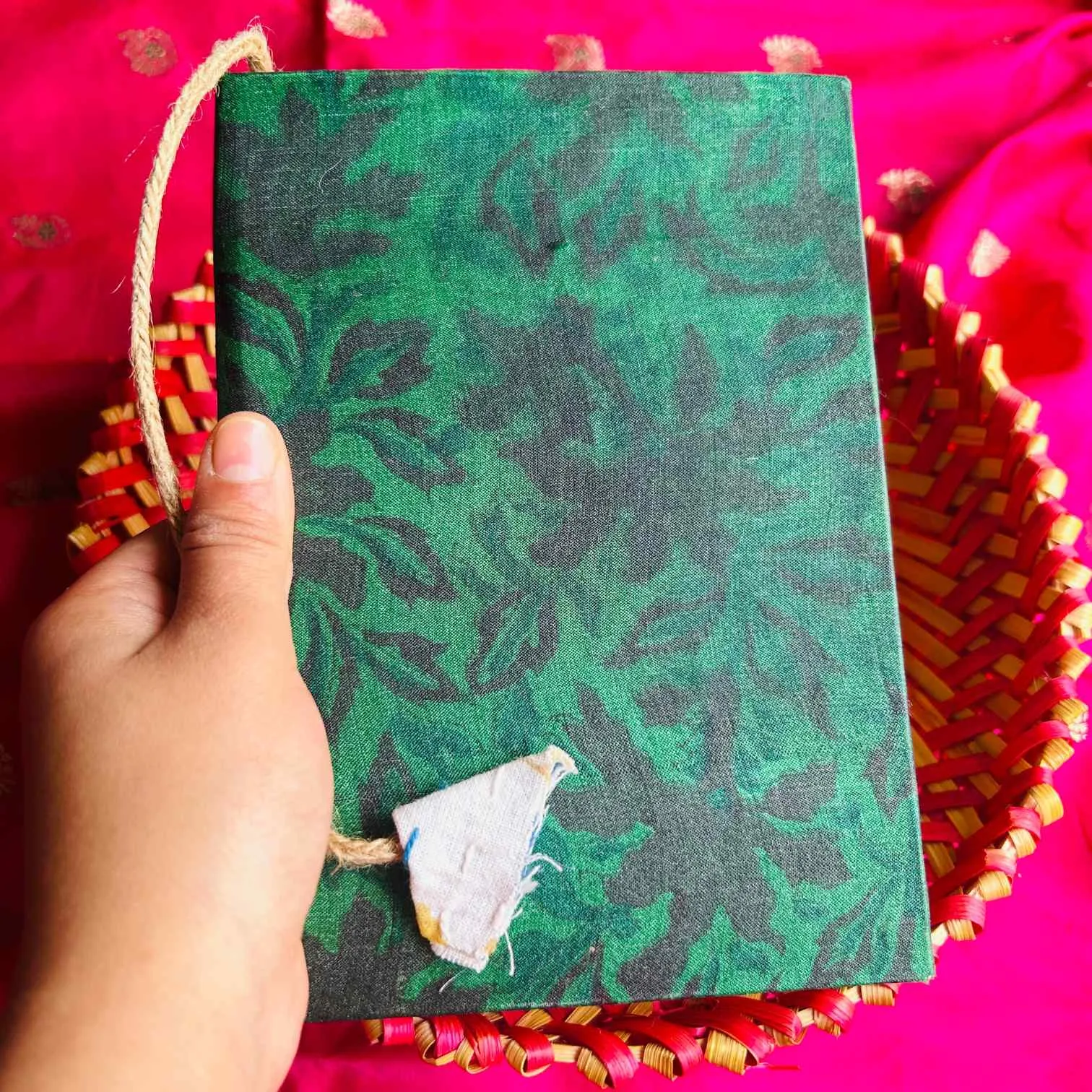 Matcha Green Upcycled Handloom Fabric Journal