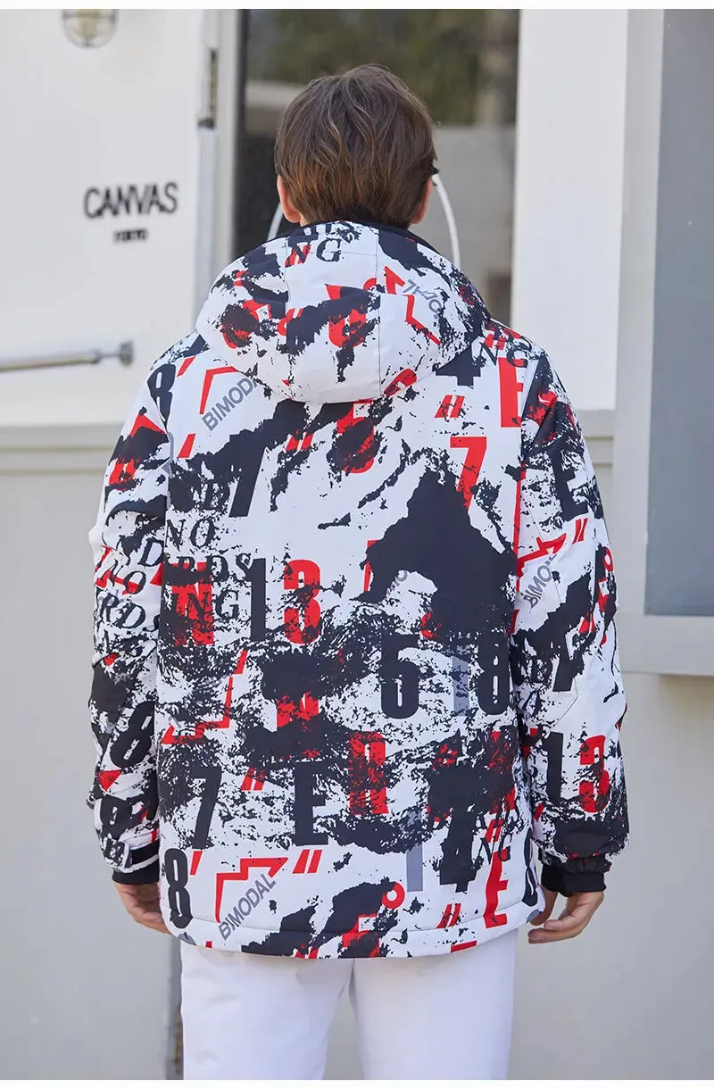 Men Classical Printed Ski Snowboard Insulated Jacket & Bib Pants