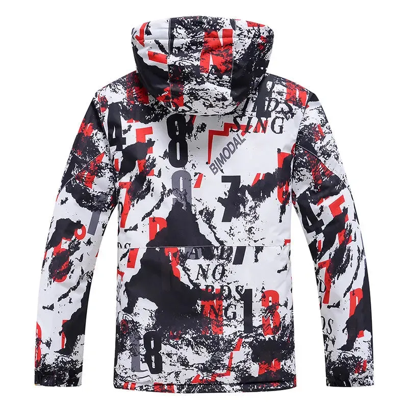 Men Classical Printed Ski Snowboard Insulated Jacket & Bib Pants