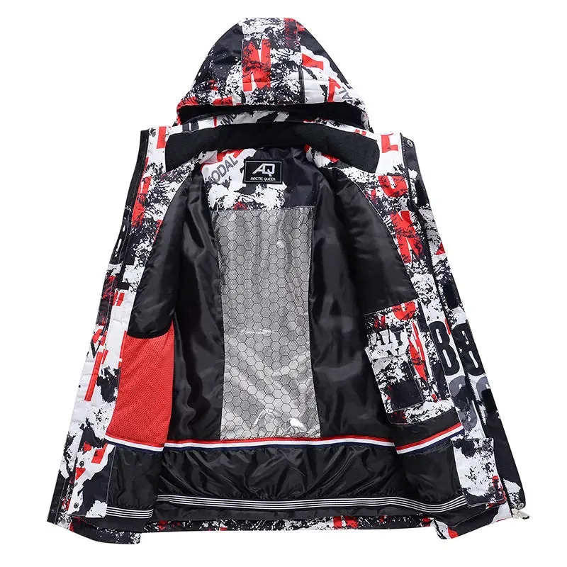 Men Classical Printed Ski Snowboard Insulated Jacket & Bib Pants
