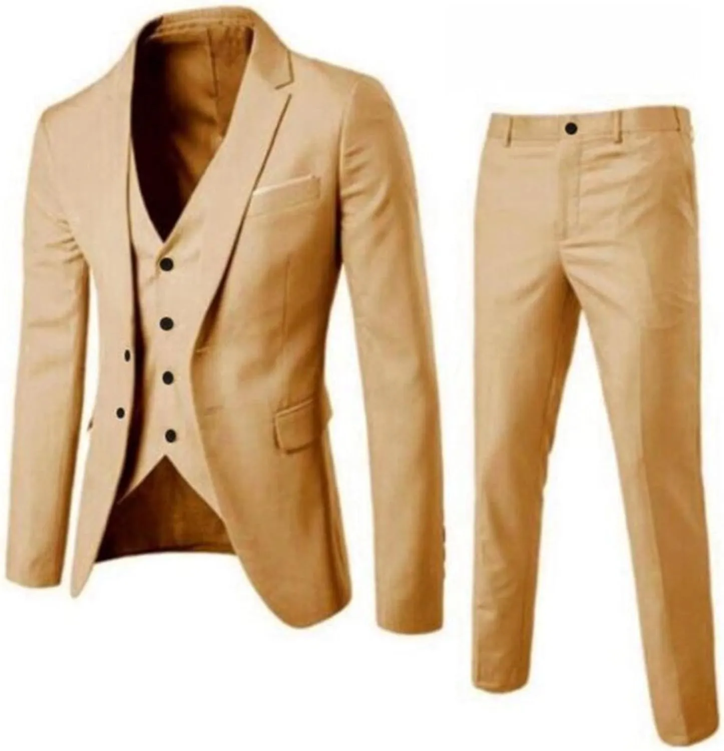 Mens 3 Piece Slim Fit Solid Color Jacket Wedding Formal Prom Suit Blazer Jacket Vest Pants Mens Suits Big and Tall