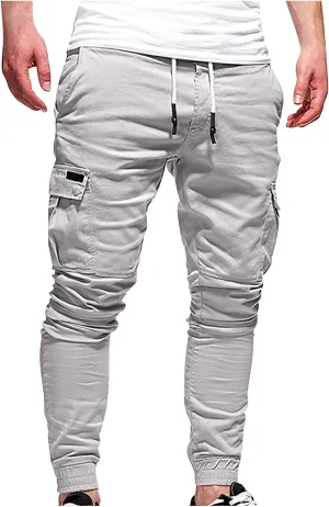 Mens Casual Joggers Pants Slim Fit Stretch Drawstring Cargo Pants Hiking Outdoor Track Jogging Sweatpants