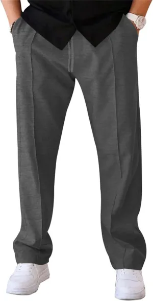 Men's Classic Chino Pants Bottom Sweatpants Cotton Linen Yoga Pants Solid Color Casual Trousers with Pockets
