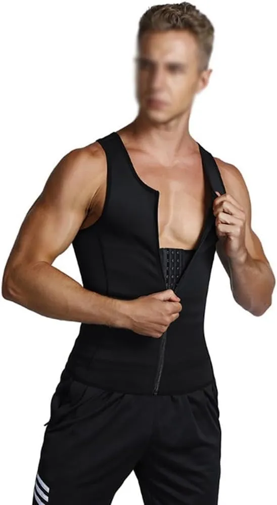 Mens Compression Shirt Belly Slimming Body Shaper Waist Trainer Vest Sleeveless Zipper Undershirt Tank Top Shapewear