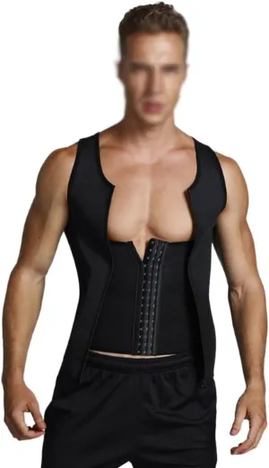 Mens Compression Shirt Belly Slimming Body Shaper Waist Trainer Vest Sleeveless Zipper Undershirt Tank Top Shapewear