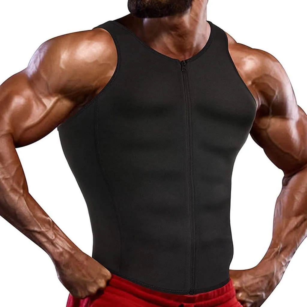 Mens Compression Shirt Belly Slimming Body Shaper Waist Trainer Vest Sleeveless Zipper Undershirt Tank Top Shapewear