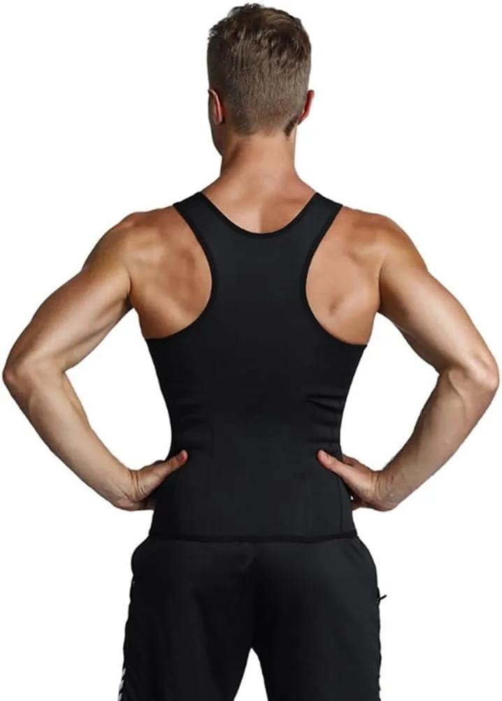 Mens Compression Shirt Belly Slimming Body Shaper Waist Trainer Vest Sleeveless Zipper Undershirt Tank Top Shapewear