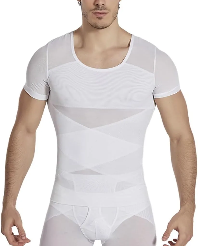 Mens Compression Shirt Tummy Control Body Shaper Vest Sleeveless Zipper Undershirt Tank Top Shapewear