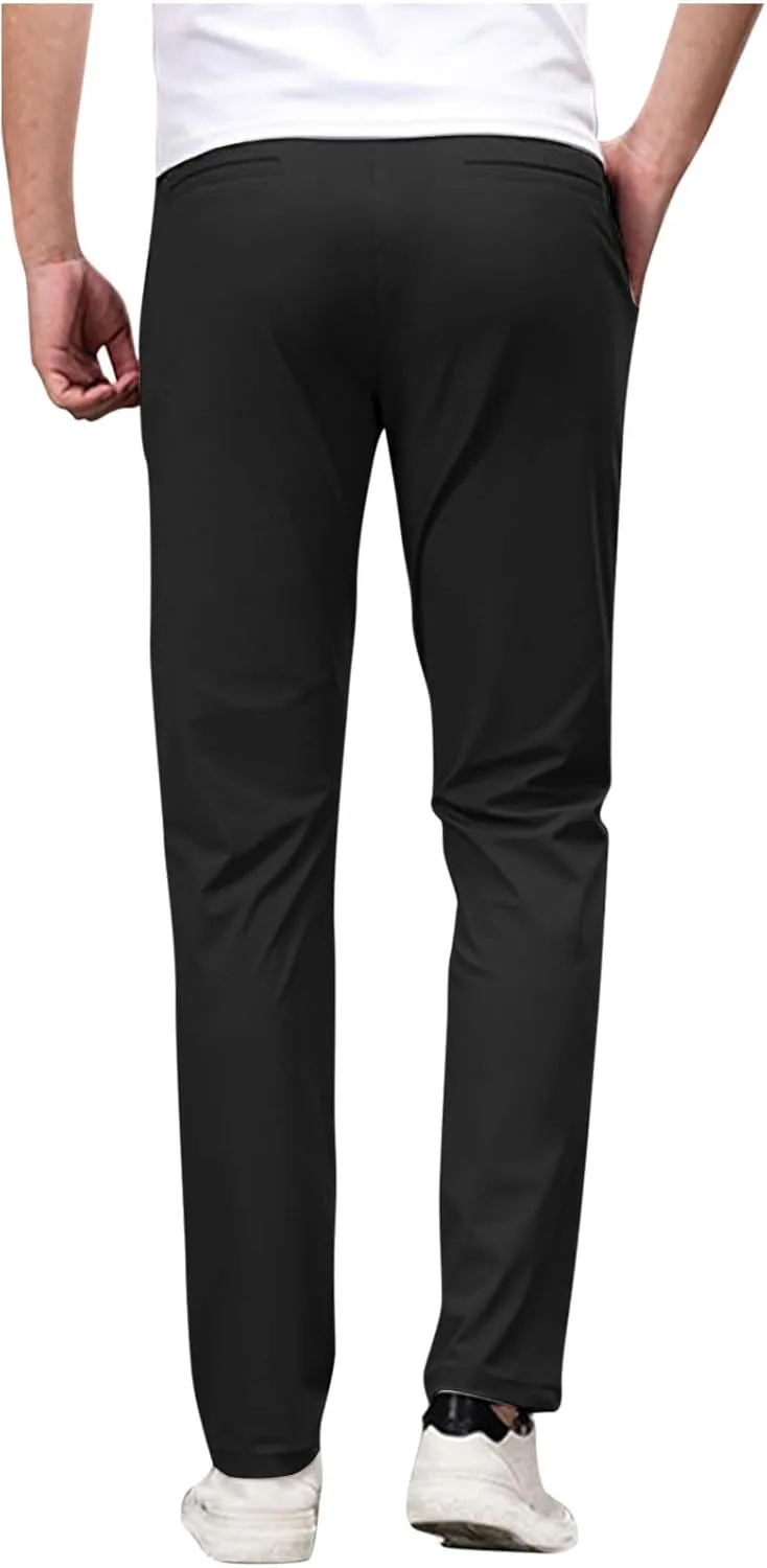 Men's Golf Joggers Pants with Zipper Pockets Stretch Slim Fit Tapered Dress Work Business Casual Sweatpants for Men