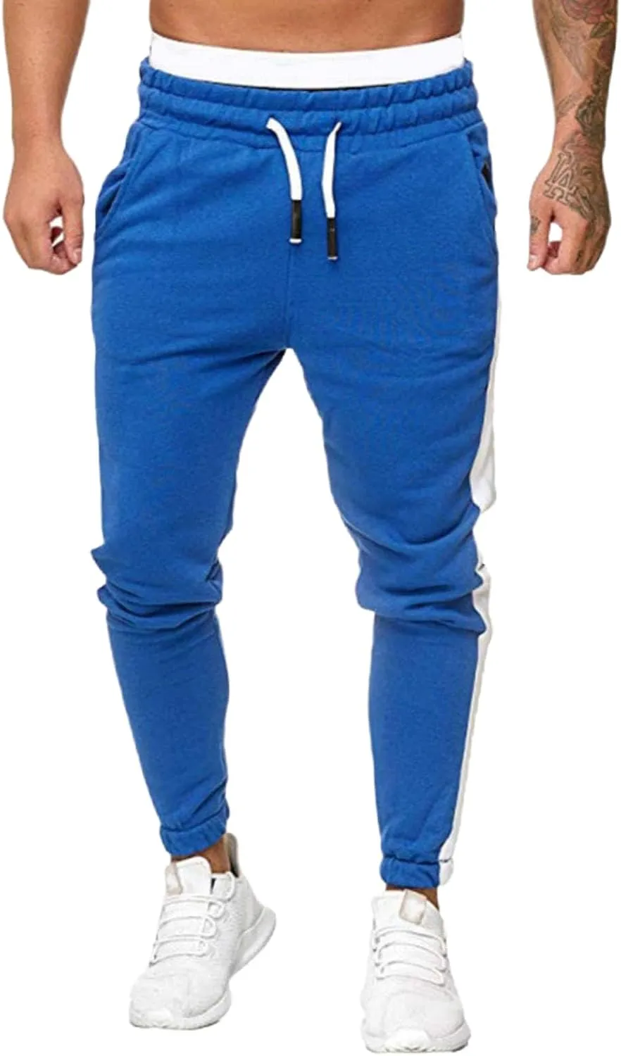 Mens Heavyweight Fleece Marled Stretch Elastic Waist Drawstring Cargo Workout Jogger Sport Basic Trousers Sweatpants