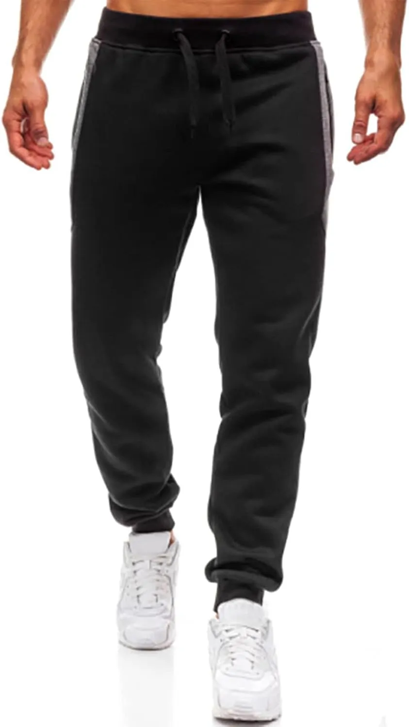 Mens Running Sweatpants with Zip Pockets Loose Fit Cinch Bottom Lounge Pants for Men Elastic Waist Drawstring Casual Trousers