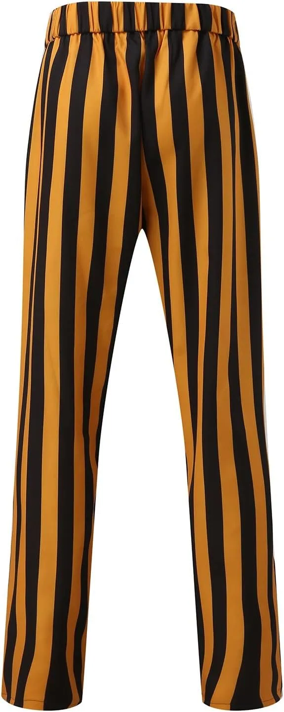 Mens Striped Ankle Pants Casual Slim Fit Flat Front Plaid Pants Fashion Skinny Stretch Dress Pants with Pockets