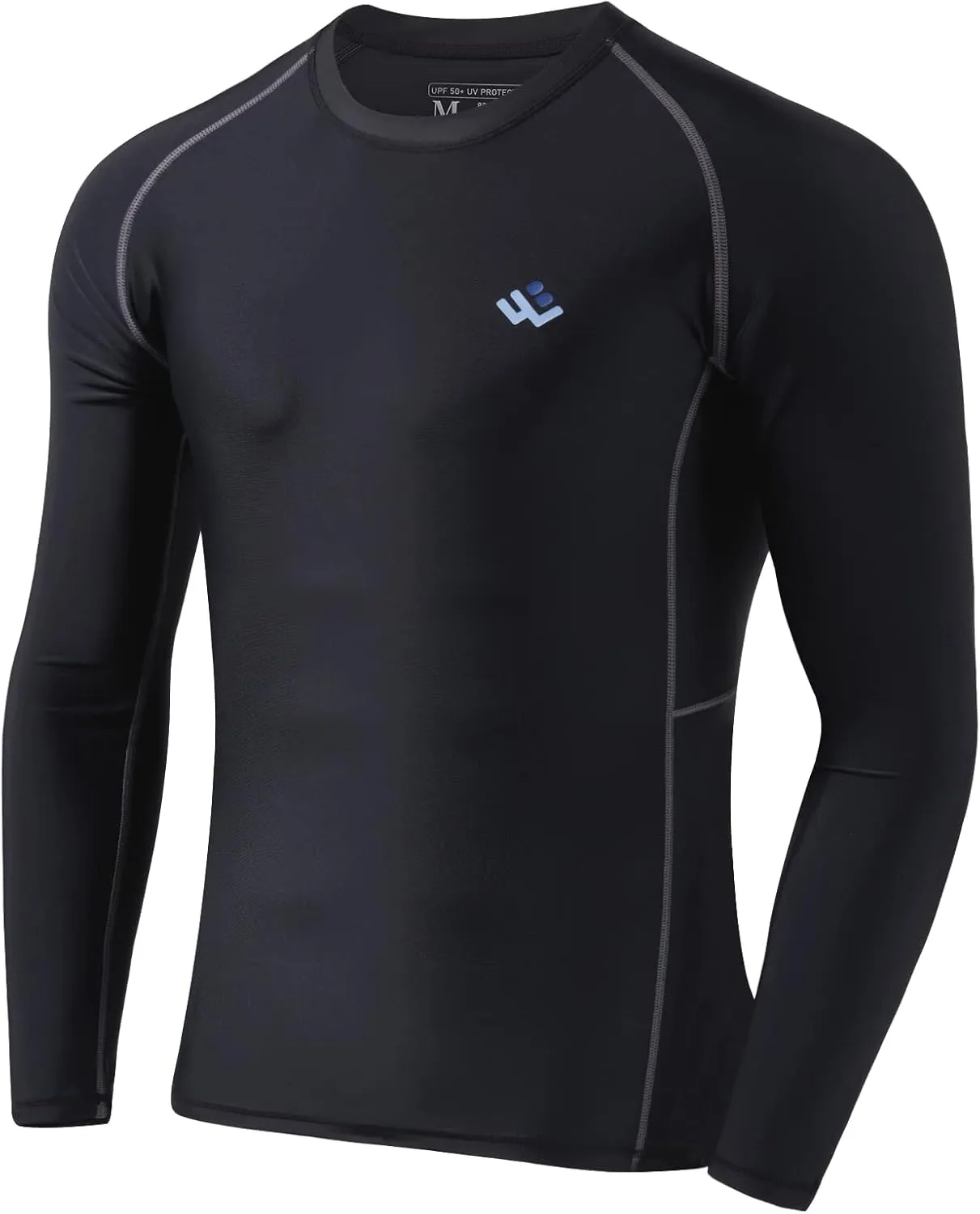 Mens UPF 50  Compression Rash Guard Long Sleeve UV Sun Protection Surf Skin Shirt Quick Dry Performance Fit