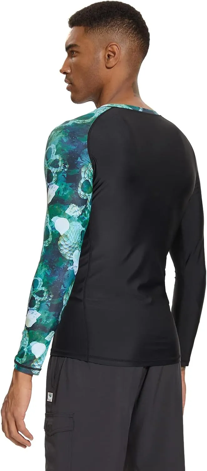 Mens UPF 50  Compression Rash Guard Long Sleeve UV Sun Protection Surf Skin Shirt Quick Dry Performance Fit