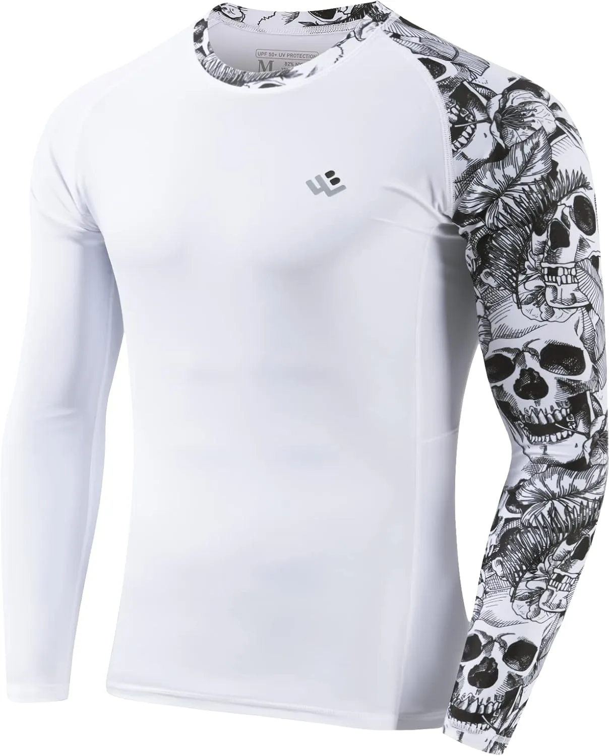 Mens UPF 50  Compression Rash Guard Long Sleeve UV Sun Protection Surf Skin Shirt Quick Dry Performance Fit