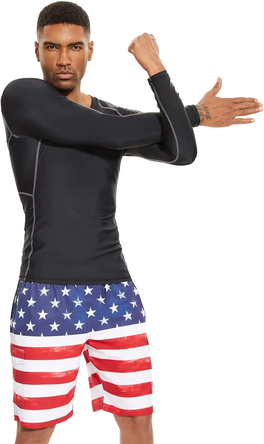 Mens UPF 50  Compression Rash Guard Long Sleeve UV Sun Protection Surf Skin Shirt Quick Dry Performance Fit