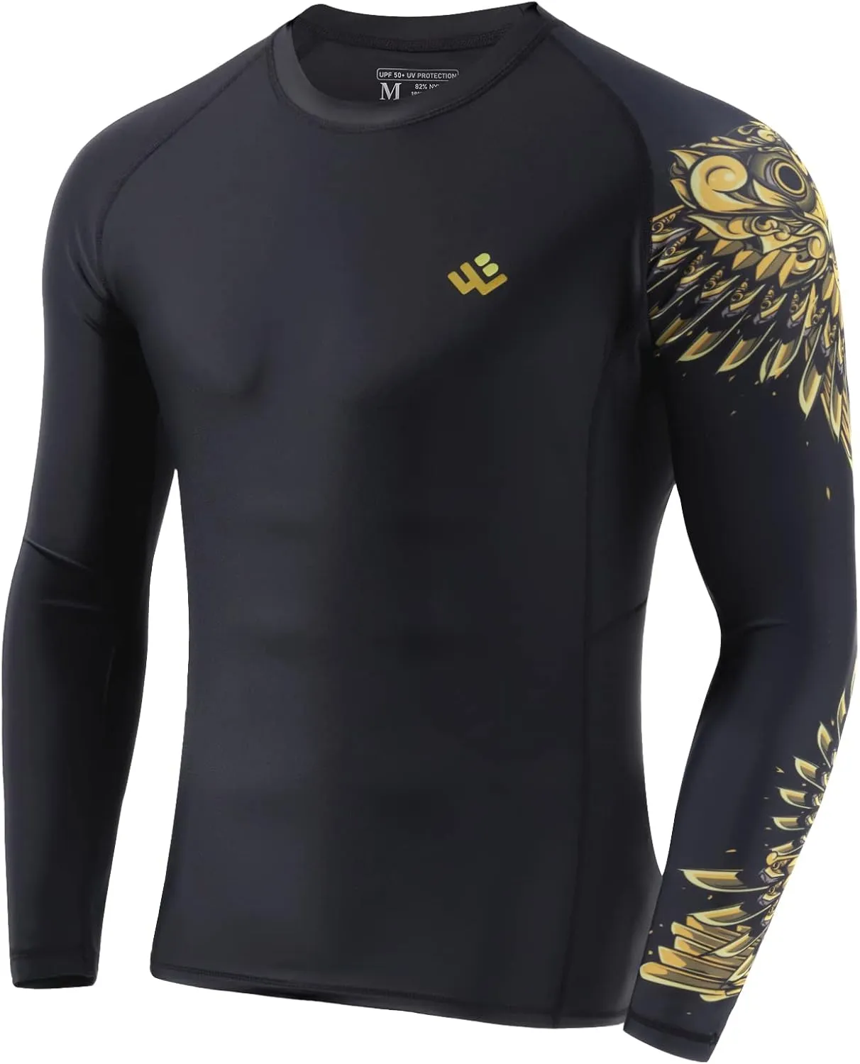 Mens UPF 50  Compression Rash Guard Long Sleeve UV Sun Protection Surf Skin Shirt Quick Dry Performance Fit