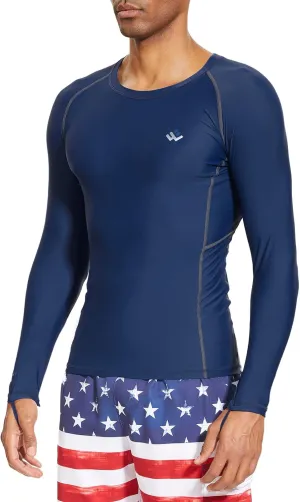 Mens UPF 50  Compression Rash Guard Long Sleeve UV Sun Protection Surf Skin Shirt Quick Dry Performance Fit