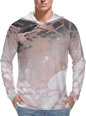 Men's UPF 50  Sun Protection Hoodie Outdoor UV Shirts Marble Color Rose Gold Long Sleeve Quick Dry Fishing Hiking Shirt