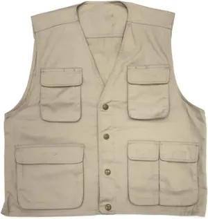 Men's Vest Male's Cotton Workwear Multi-Pocket Loose Fit Undershirt Waistcoat