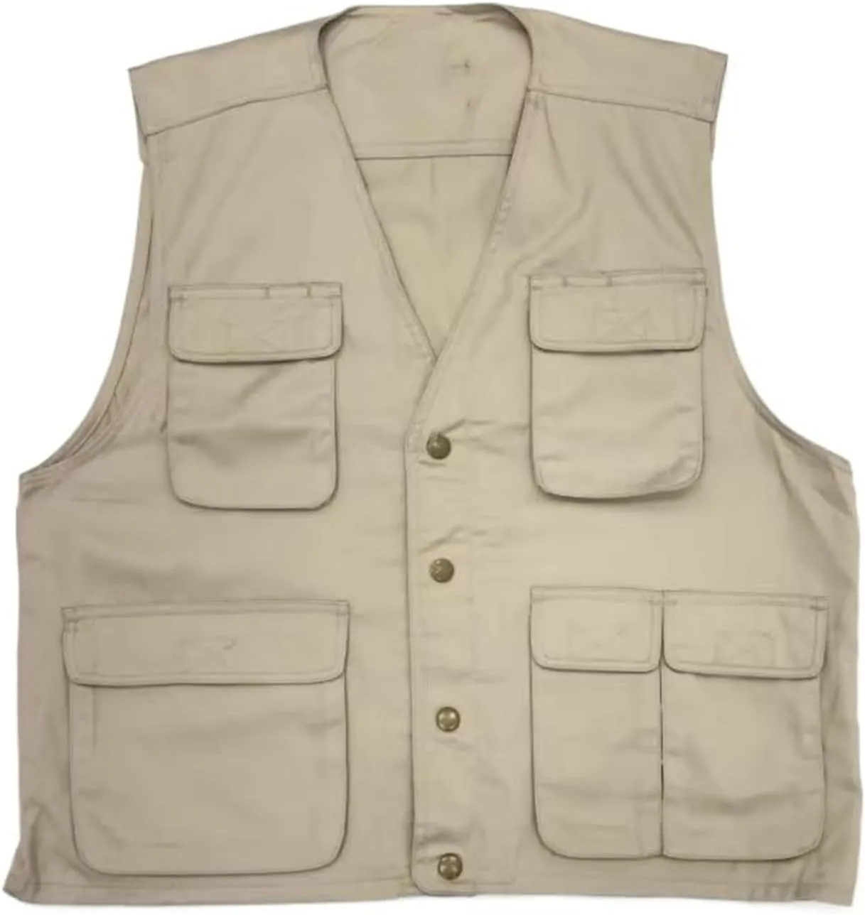 Men's Vest Male's Cotton Workwear Multi-Pocket Loose Fit Undershirt Waistcoat