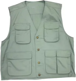 Men's Vest Male's Cotton Workwear Multi-Pocket Loose Fit Undershirt Waistcoat