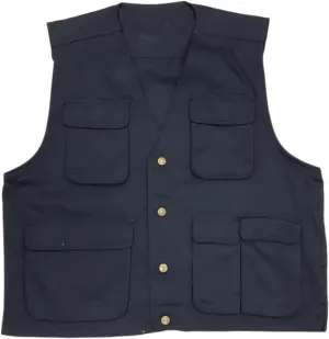 Men's Vest Male's Cotton Workwear Multi-Pocket Loose Fit Undershirt Waistcoat