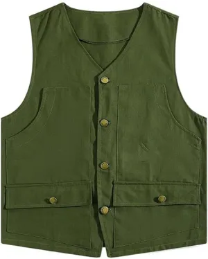 Men's Vest Male's Cotton Workwear Sleeveless Hong Kong Style Casual Undershirt Waistcoat