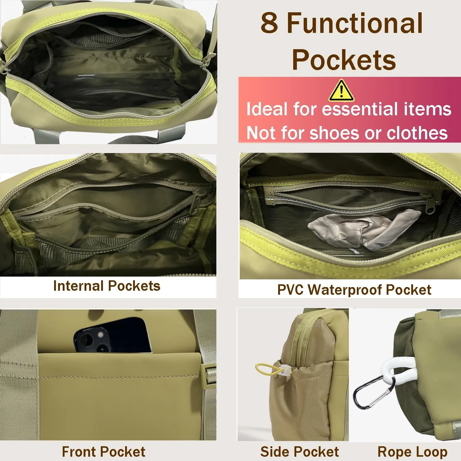 Mini Gym Bag for Women, Small Tote bag with Wet Compartment and Toiletry Bag for Yoga, Pilates, Swimming