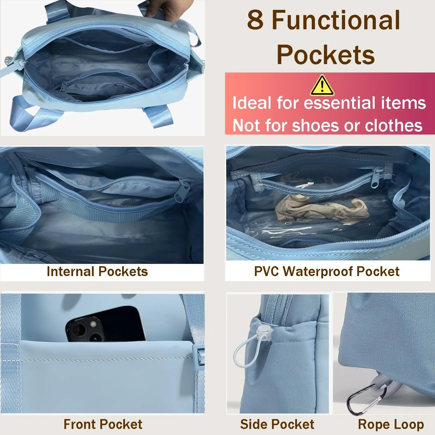 Mini Gym Bag for Women, Small Tote bag with Wet Compartment and Toiletry Bag for Yoga, Pilates, Swimming